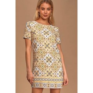 Lulus Dandy Lion Yellow Print Shift Dress